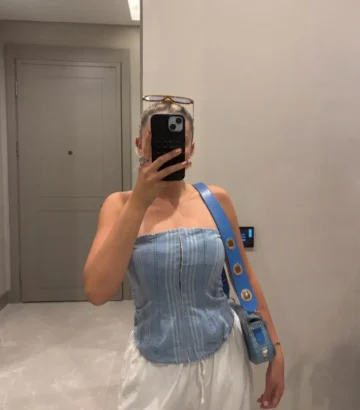 Denim Straplez Korse