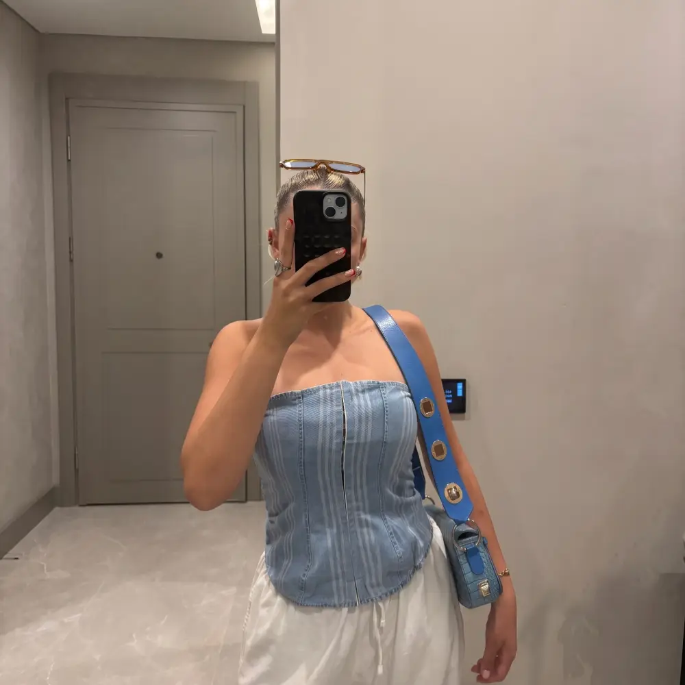 Denim Straplez Korse
