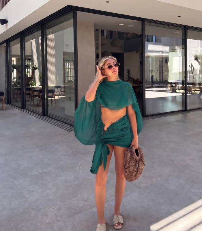 Sudie Studio Signature – Özel Dikim Beach Set – Zümrüt Yeşili